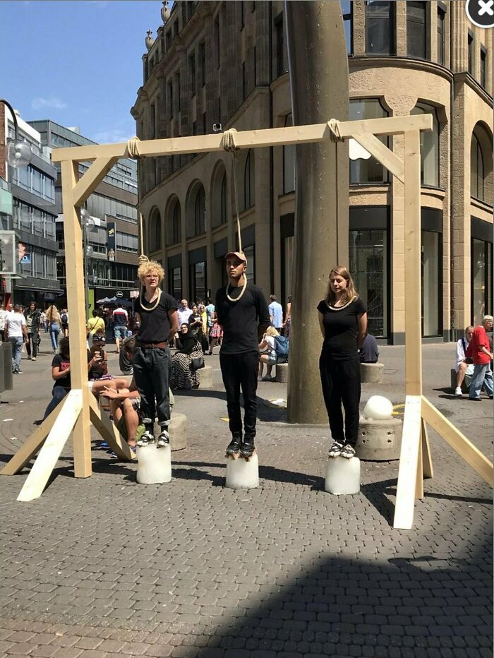 Climate Protest In Cologne. They're Standing On Ice Blocks
