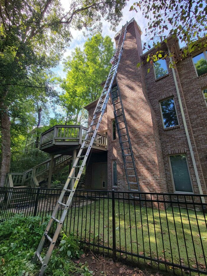 3 Ladders Roped And Ratcheted Together