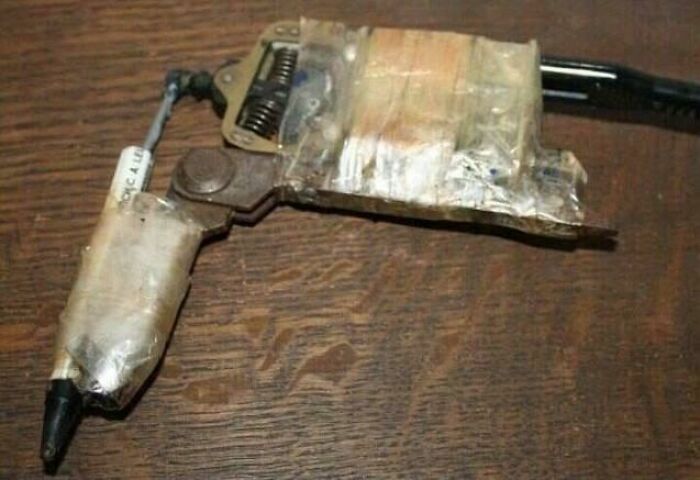 A Tattoo Gun Made In Prison. Functions Off Of Vibration. This One Is Powered By An Electric Toothbrush Motor
