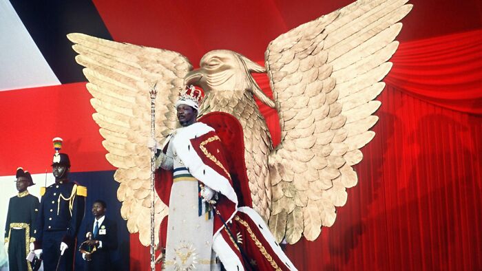 Jean Bedel Bokassa During His Coronation Ceremony To Make Himself Emperor Bokassa The First, Central African Republic 1977. The Ceremony Wasted A Third Of The Car's Entire Annual Fiscal Budget.