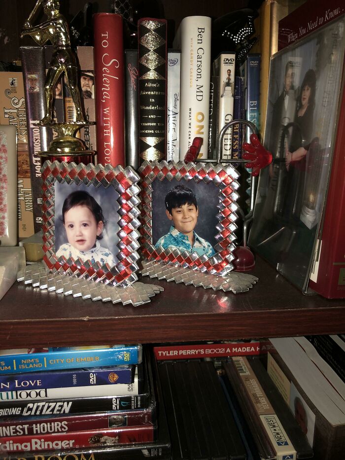 Two Picture Frames Made Out Of Chip Bags An Inmate Had Given My Mom Whilst Working The Jail As A Nurse