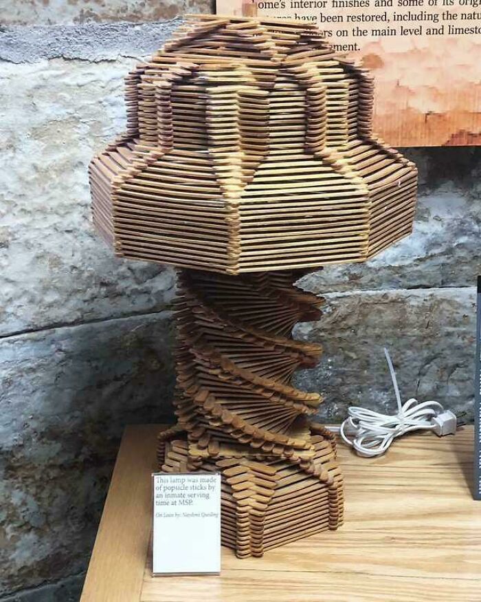Prison Lamp Made From Popsicle Sticks