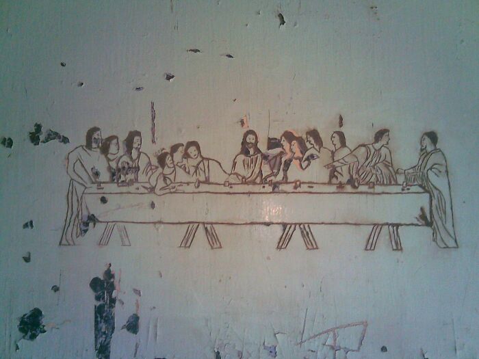 "The Last Supper" As Carved By An Inmate On A Jailhouse Door