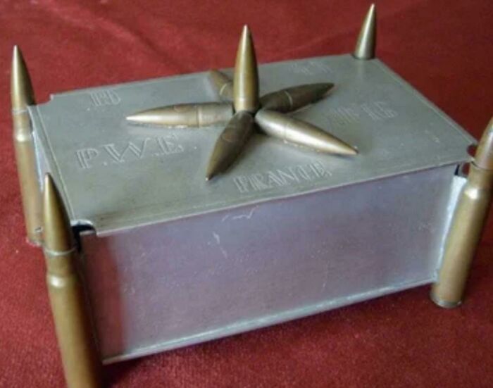 German Prisoner Of War Made Trench Art Box, Us Camp #16, France, 1945 Ww2