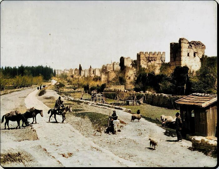 Theodosian Walls Of Constantinople, Ottoman Empire. 1870. 