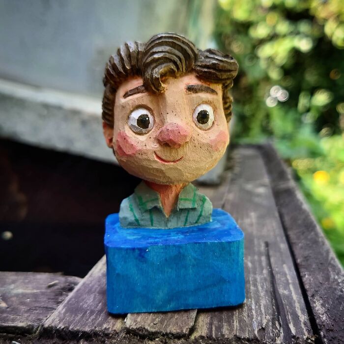 Using A Few Chisels And A Knife I Carved This Little Bust Of Luca