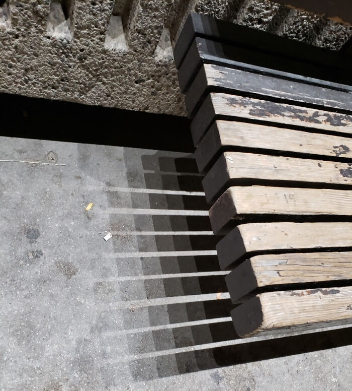 The Shadow Of This Bench Looks Like Pixels In This Picture I Took