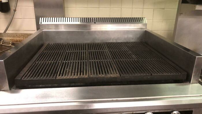 New Kid Said He Wanted Some More Hours, Told Him To Go Clean The Grill. I Did Not Expect This When I Walked Back Over There.... Kids Gonna Get Some More Hours