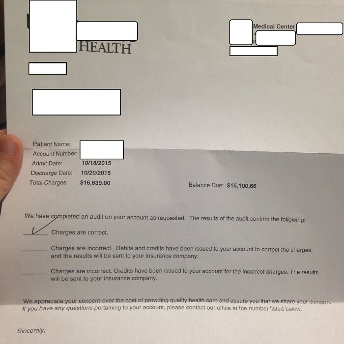 My Father In Law's Hospital Bill After 2 1/2 Days In The Hospital For Observation