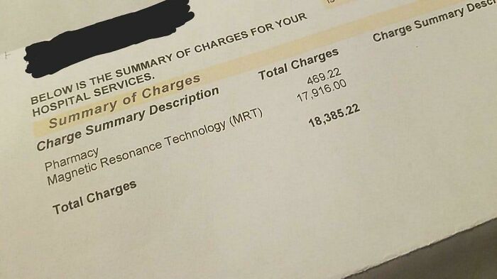 My Hospital Bill After A Single Mri Brain Scan In The Us