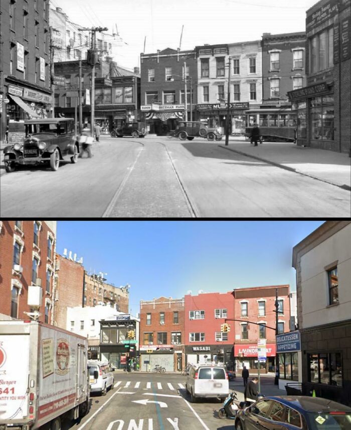 Random Neighborhood In Brooklyn In 1916 And Now.