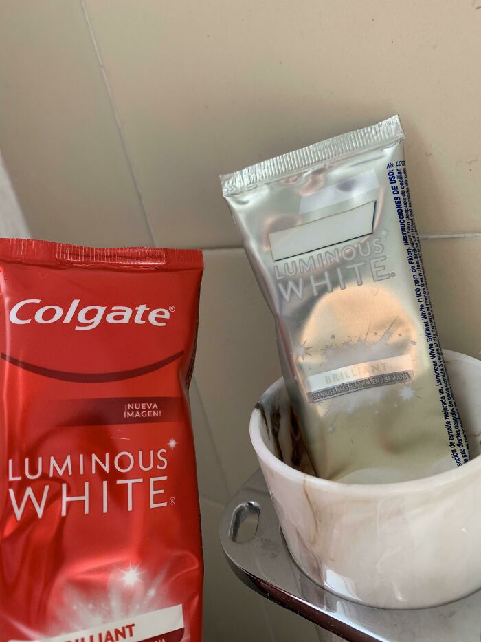 This Tube Of Toothpaste Discolored Of Being By The Sun For Years