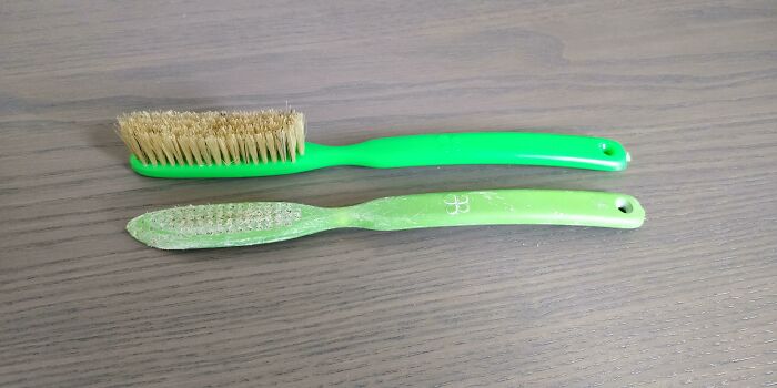 Climbing Brush, About 8 Years Of Use (Bottom) vs. No Use (Top)