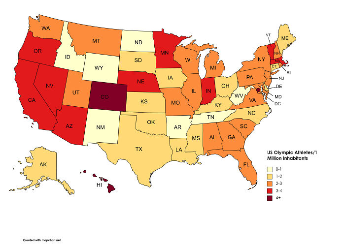 US States By Olympic Athletes Per Capita