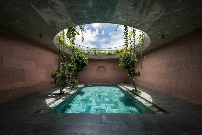 Pool In The Courtyard Of Pink House, A Private Residence In Long Xuyen, Vietnam
