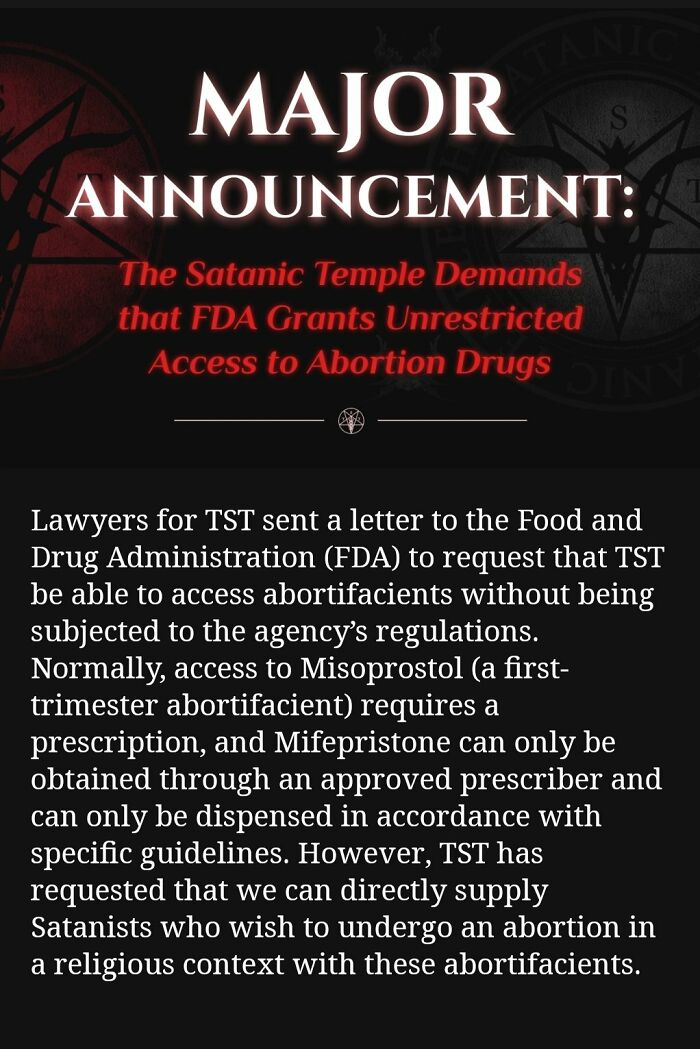 People Are Cheering For The Satanic Temple For Stepping Up To Protect Abortion Rights In A Viral Letter To The FDA People Are Cheering For The Satanic Temple For Stepping Up To Protect Abortion Rights In A Viral Letter To The FDA