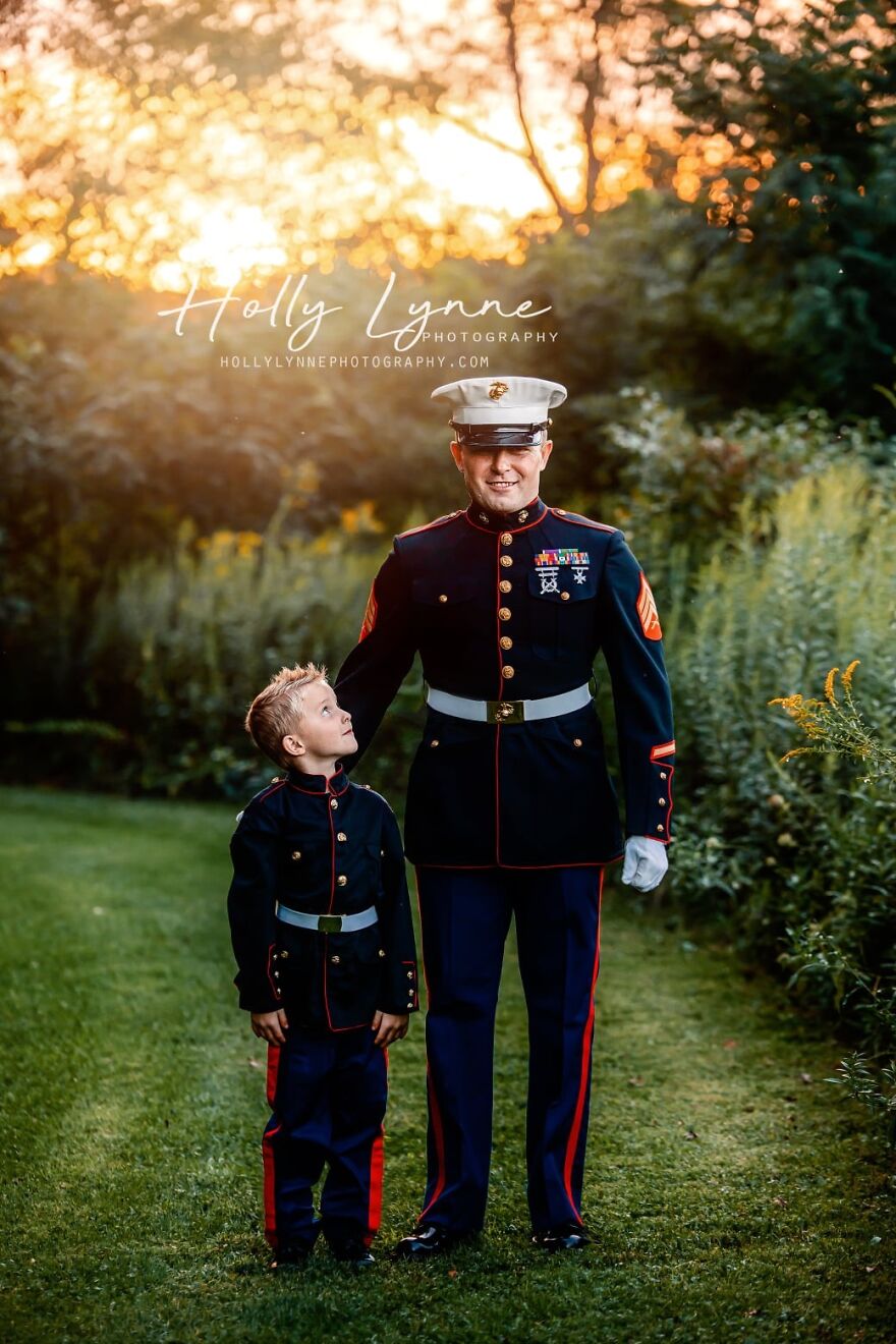 Marine Dad And His Kids.