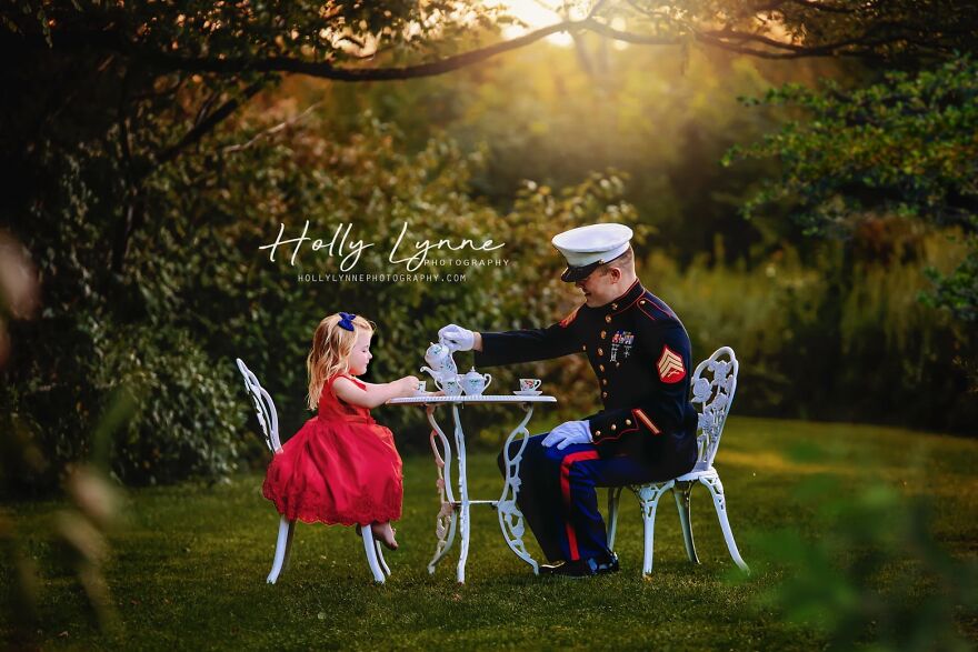 Marine Dad And His Kids.