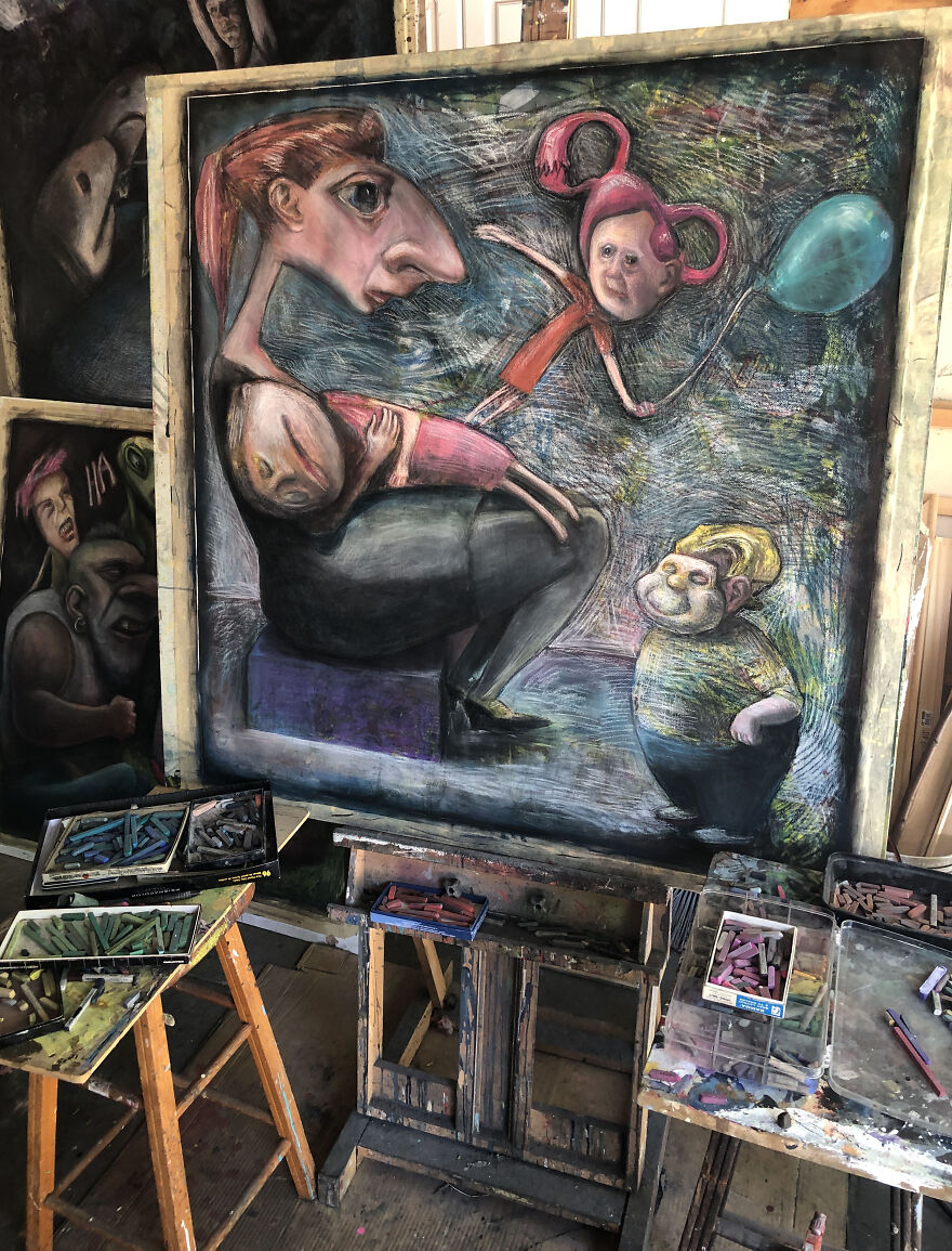 "Birthday Party" Mixed Media Work On The Easel "Birthday Party" Mixed Media Work On The Easel