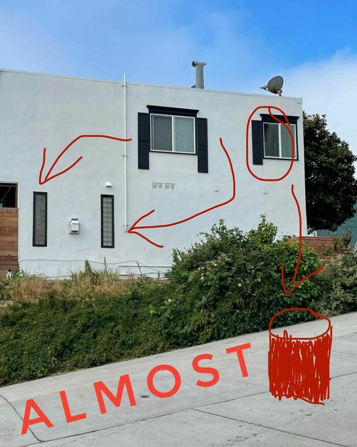 While I’m Not A Fan Of This Building This One Is So Close I’ve Decided To Mark It Up And Return It To The Wild So That Hopefully The Owner Can Make Some Corrections And Resubmit. The Red Bin Is My Attempt At Drawing A Trash Can Which Is Where The Lone Shutter Above Should Go, Fyi.
you’re Either Almost There Or You Have Completely Lost Your Mind. I’m Hoping It’s The Former…hoping. 🤞🏻
#shuddersunday