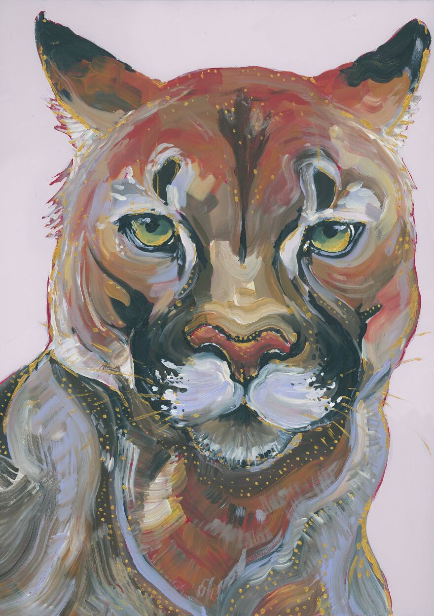 I Paint Magical Wildlife Paintings Using Thick Brush Strokes, Bold Color, And Lots Of Gold Dots.