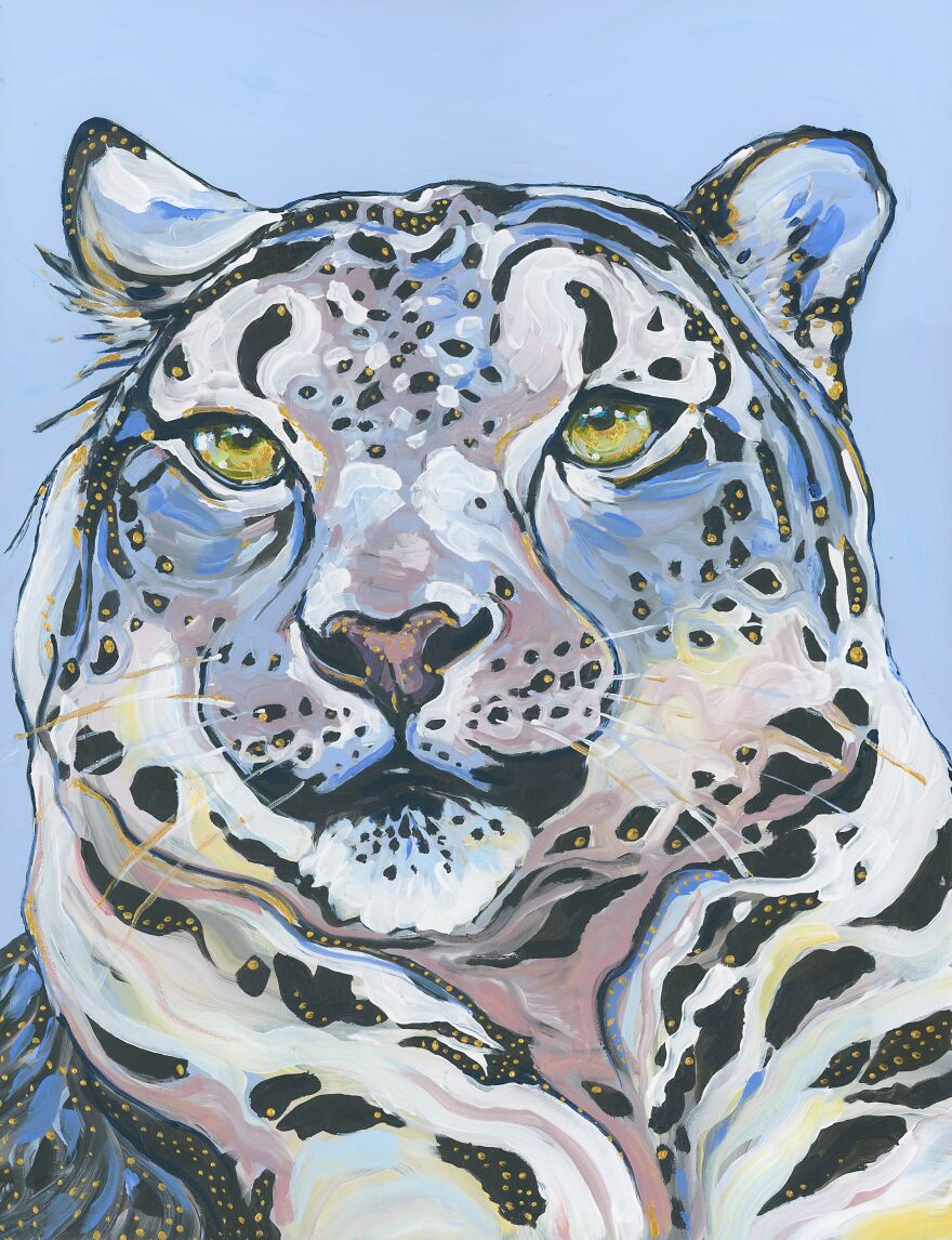I Paint Magical Wildlife Paintings Using Thick Brush Strokes, Bold Color, And Lots Of Gold Dots.
