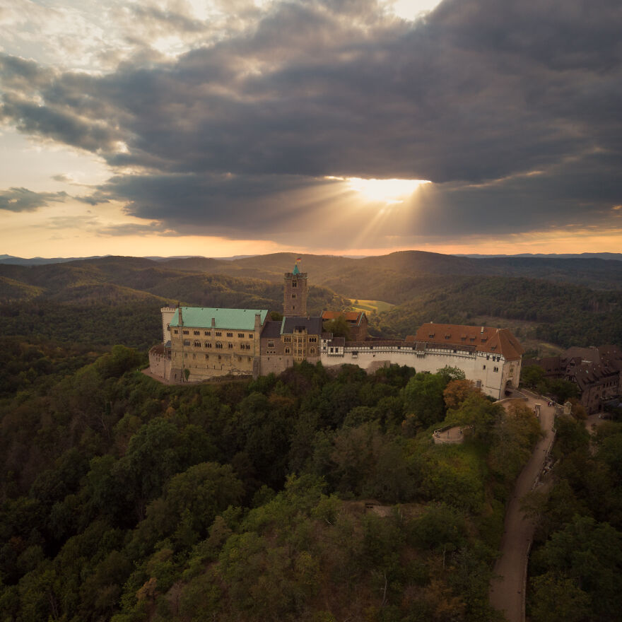 The Wartburg In Germany With A Nice Spotlight On It