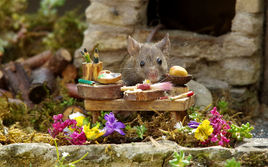 This Little Mouse Has A Real Talent For Painting And Often Paints Pictures Of The Funny Hoomin With The Camera