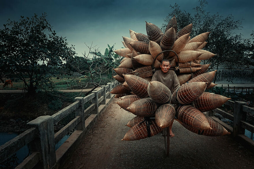 Bamboo Basket Seller By Ly Hoang Long