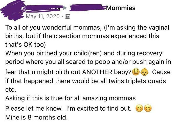 Screenshot of an online community post where a parent shares a funny recovery story, showcasing insane parents shamed online.
