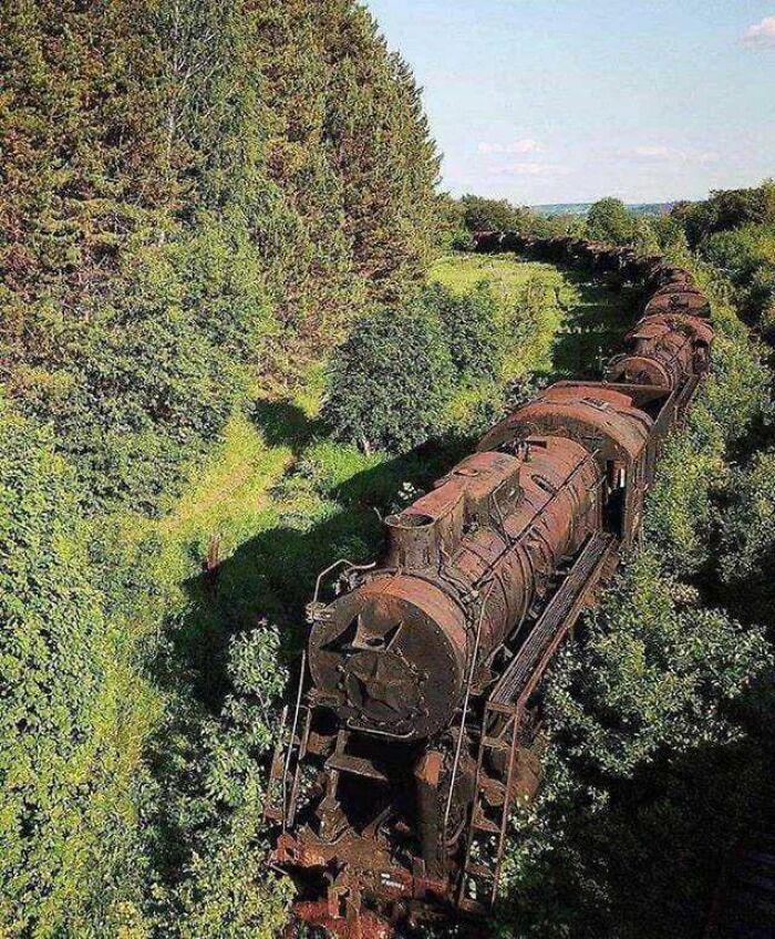 Tren abandonado en Siberia
