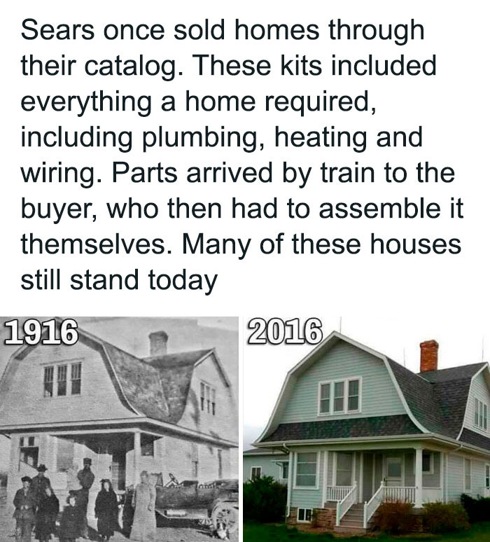 Then and now photos showing a Sears kit home from 1916 and the same house well preserved in 2016.