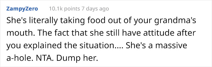 Guy Asks His Girlfriend Not To Eat So Much At His Grandma's House, Asks If He's In The Wrong After She Yells At Him