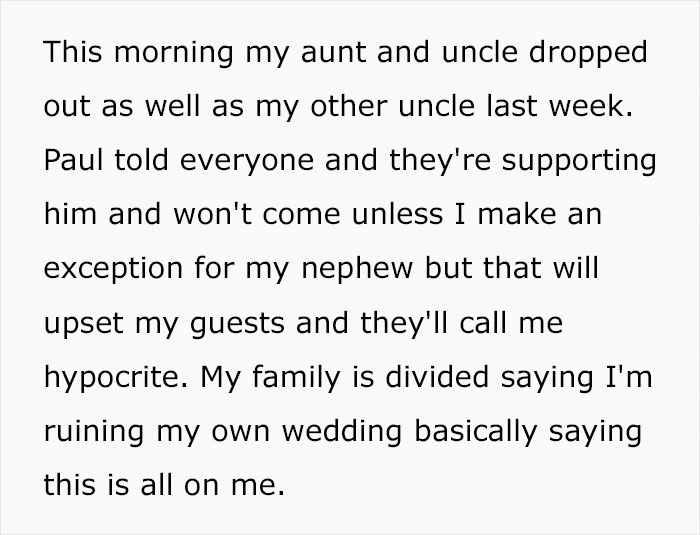 Bride&rsquo;s Parents Refuse To Attend Her Child-Free Wedding Because She Wouldn&rsquo;t Make An Exception For Her &ldquo;Rainbow Baby&rdquo; Nephew