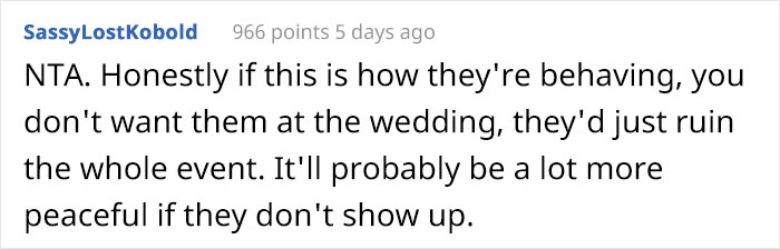 Bride&rsquo;s Parents Refuse To Attend Her Child-Free Wedding Because She Wouldn&rsquo;t Make An Exception For Her &ldquo;Rainbow Baby&rdquo; Nephew