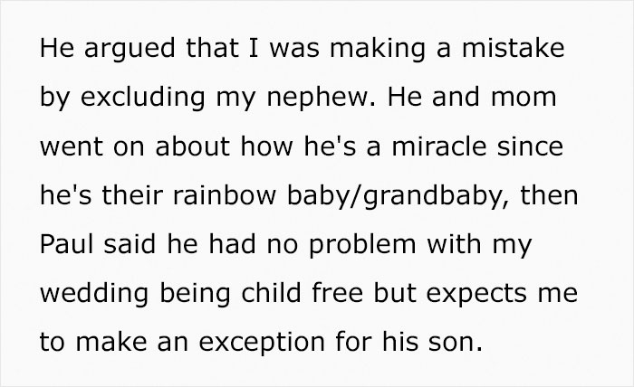 Bride&rsquo;s Parents Refuse To Attend Her Child-Free Wedding Because She Wouldn&rsquo;t Make An Exception For Her &ldquo;Rainbow Baby&rdquo; Nephew