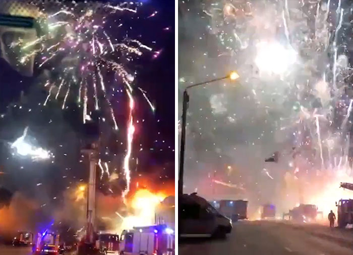 Fireworks Store Bursts Into Flames At The Market In Rostov-On-Don, Russia, On The 6th Of December, 2020