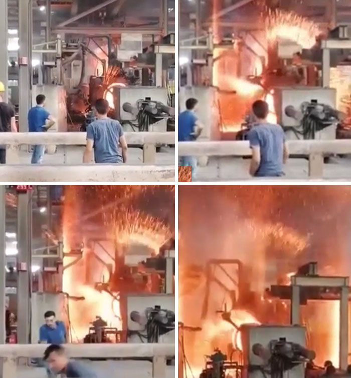 Machine Malfunctions Spraying Molten Metal Everywhere (Unknown Date)