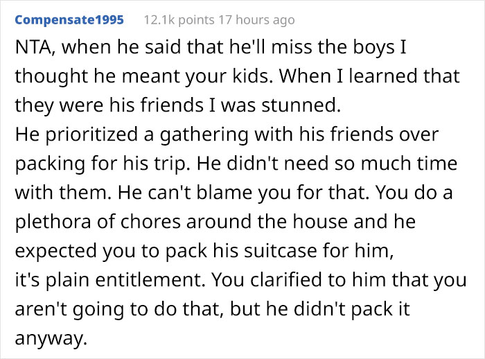 "He Begged But I Said No": Wife Asks If She's In The Wrong After Her Husband Misses His Flight Since She Didn't Pack His Suitcase