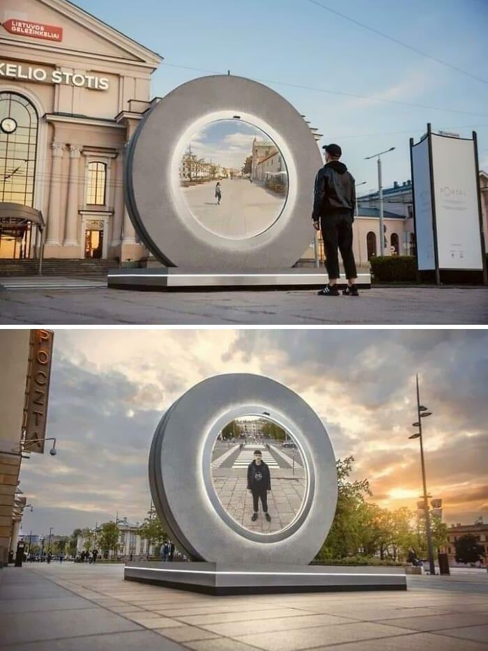 Vilnius Has Put Up A Statue That Offers A “Portal” To The Polish City Of Lublin, Allowing People To See Each Other In Real Time