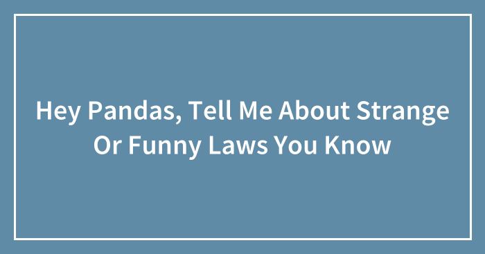 Hey Pandas, Tell Me About Strange Or Funny Laws You Know (Closed)