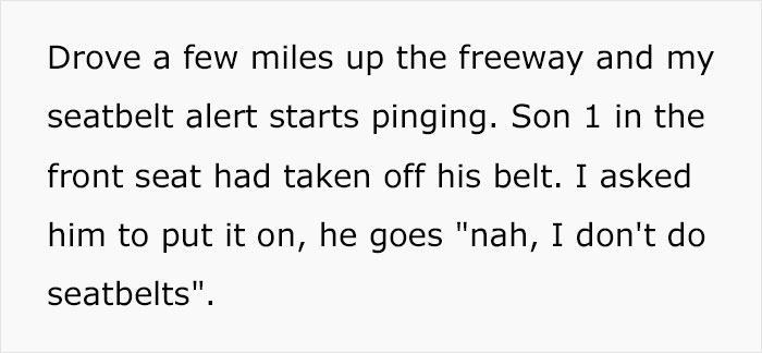 Family Friend's Sons Refuse To Wear Seatbelts On The Way To The Airport, Miss Their Flight Family Friend's Sons Refuse To Wear Seatbelts On The Way To The Airport, Miss Their Flight