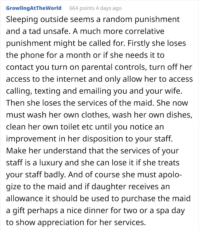 "Am I The [Jerk] For Making My Daughter Sleep In The Backyard After What She Did To Our Housemaid?"