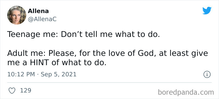 Funny adult meme highlighting the difference between teenage rebellion and adult uncertainty.