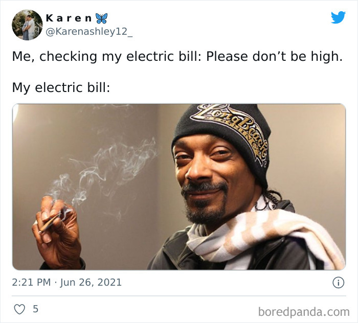Adult meme about high electric bill, featuring a person smiling with a cigarette.