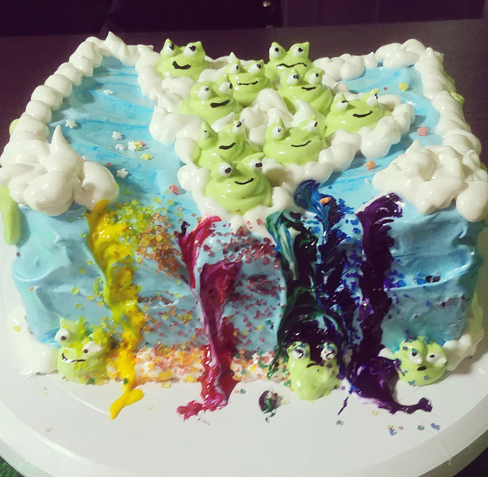 It Is My Middle Child's Birthday Today. Maby Professional Cake Decorating Not In My Skillset But What It Lacked In Looks It Made Up For In Flavor