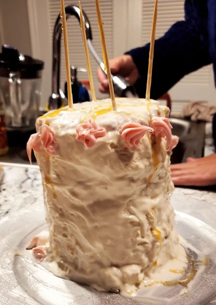 Fiancé And I Are Practicing Our Homemade Wedding Cake