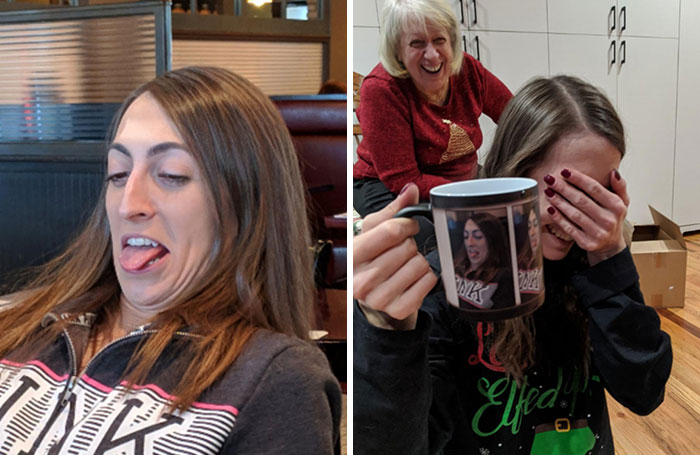 My Sister Learned A Valuable Lesson: If You Let Your Older Brother Take An Ugly Picture Of You, You Will Get It On A Custom Color-Changing Mug As A Gag Gift