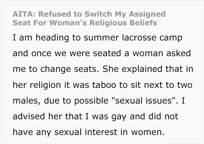 Guy Sparks Drama On Plane After Refusing To Switch Seats To Accommodate Woman's 'Religious Beliefs'