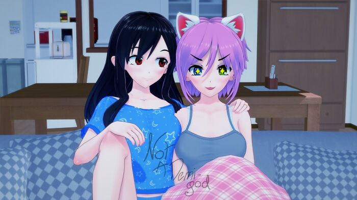 A Dialogue-Less Panel Of A Comic I Made With My Ocs Cas (Left) And Dem (Right). (They're Gfs!)